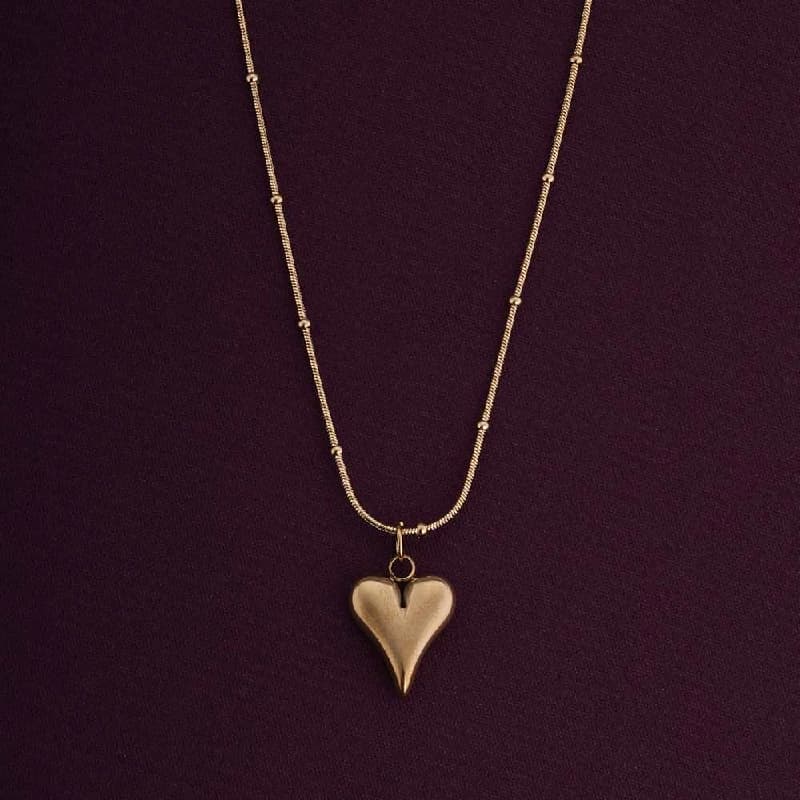 Women's Gold Plated Heart Ball Chain Pendant Waterproof & Anti-Tarnish