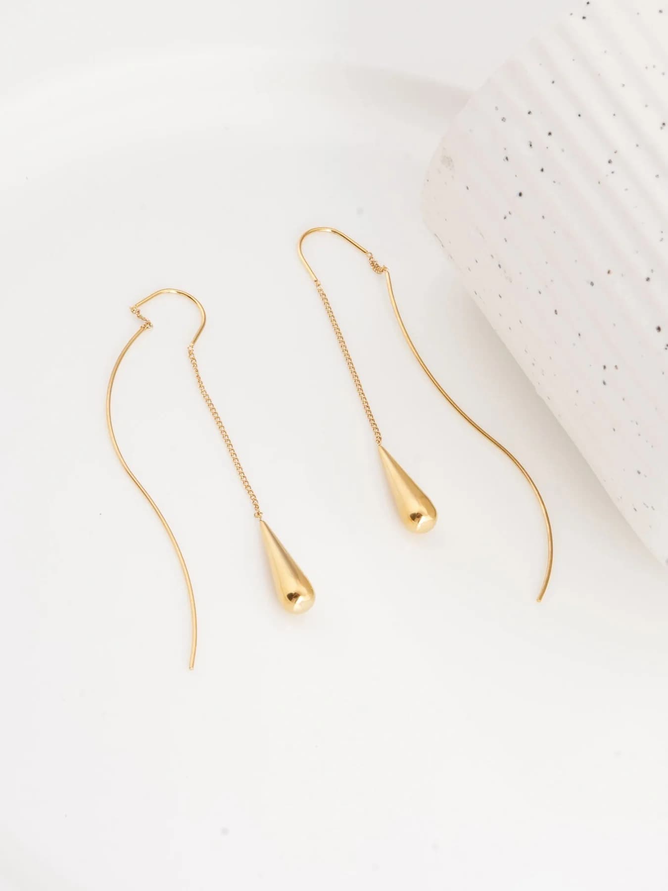 Women's Gold Water Drop Tassel Earrings Waterproof & Anti-Tarnish