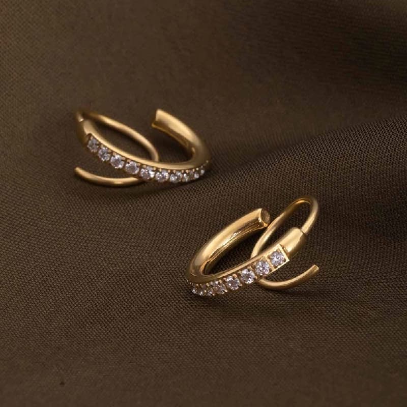 Women's Gold Plated Curvy Embrace Earrings Waterproof & Anti-Tarnish
