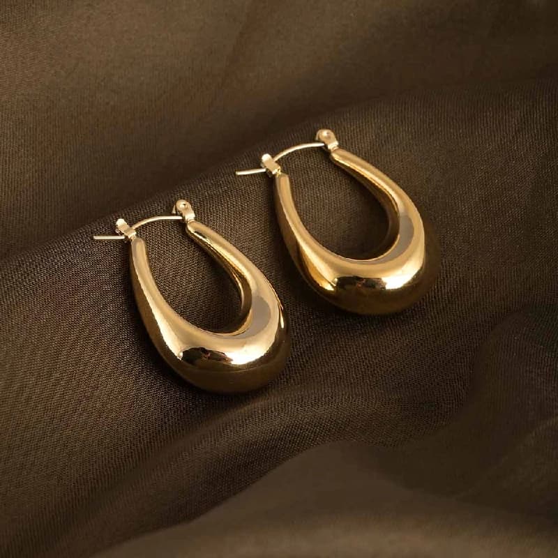 Women's Gold Plated U-shaped Chunky Earrings Waterproof & Anti-Tarnish