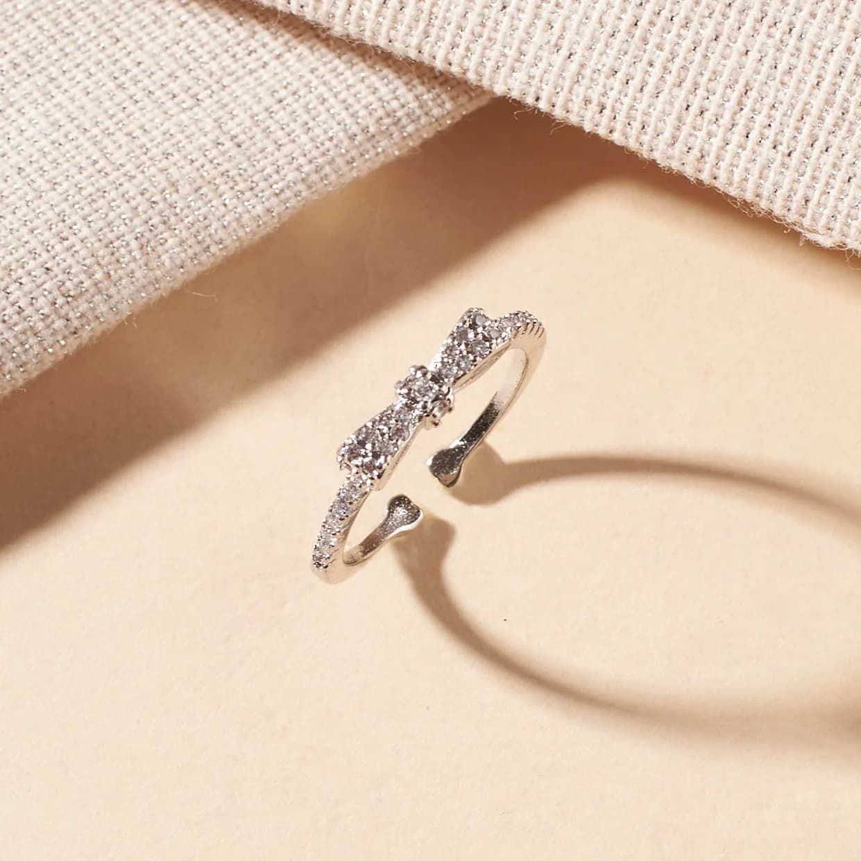Women's Margaret Crystal Bow Silver Ring
