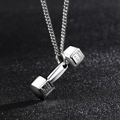 Men's Dumbbell Silver Chain