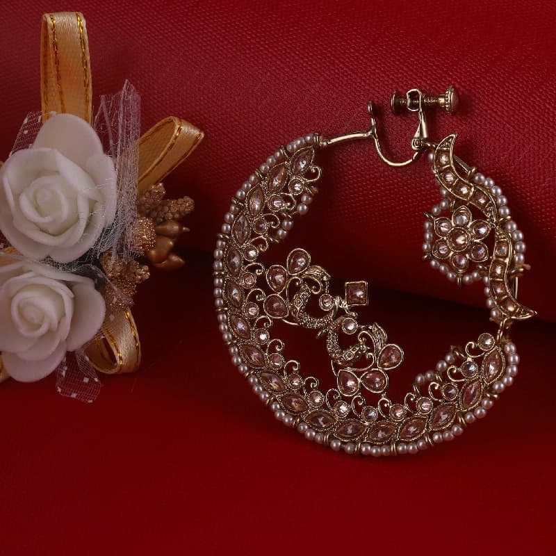 Women's Casual Peacock and Flower Shape Gold Plated Nose Ring (Nathiya)