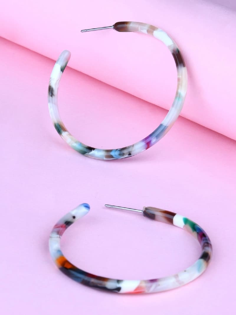 Women's Multi Color Skinny Tort Hoop Earring