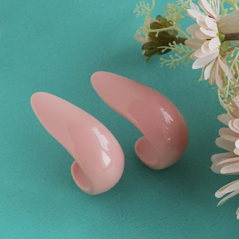 Women's Pink U Shape Statement Earring