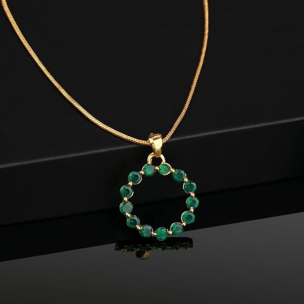 Women's Gold Plated Trendy Green Candy Pendant with Chain
