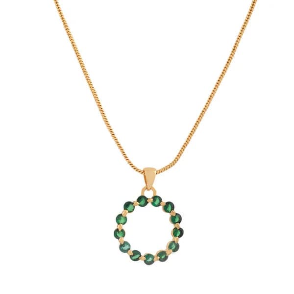 Women's Gold Plated Trendy Green Candy Pendant with Chain