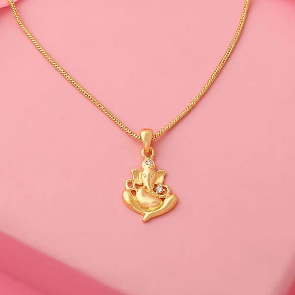 Women's Gold Tone Plated Ganesh Locket Pendant|Stylish Daily Wear Jewelry