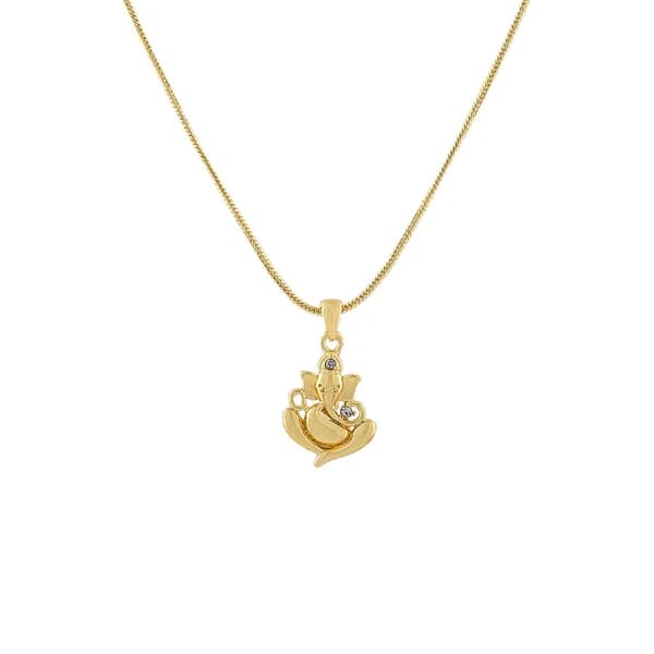 Women's Gold Tone Plated Ganesh Locket Pendant|Stylish Daily Wear Jewelry