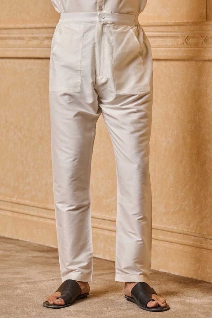 Men's White Casual Solid Regular Fit Pyjama