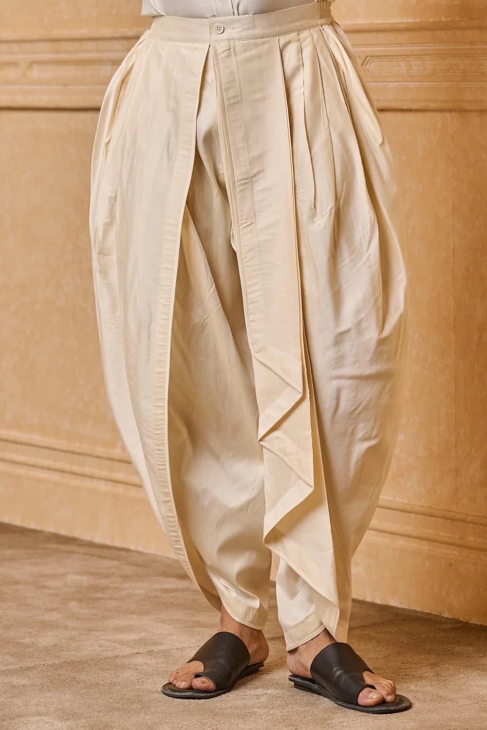 Men's Cream Casual Solid Regular Fit Pyjama