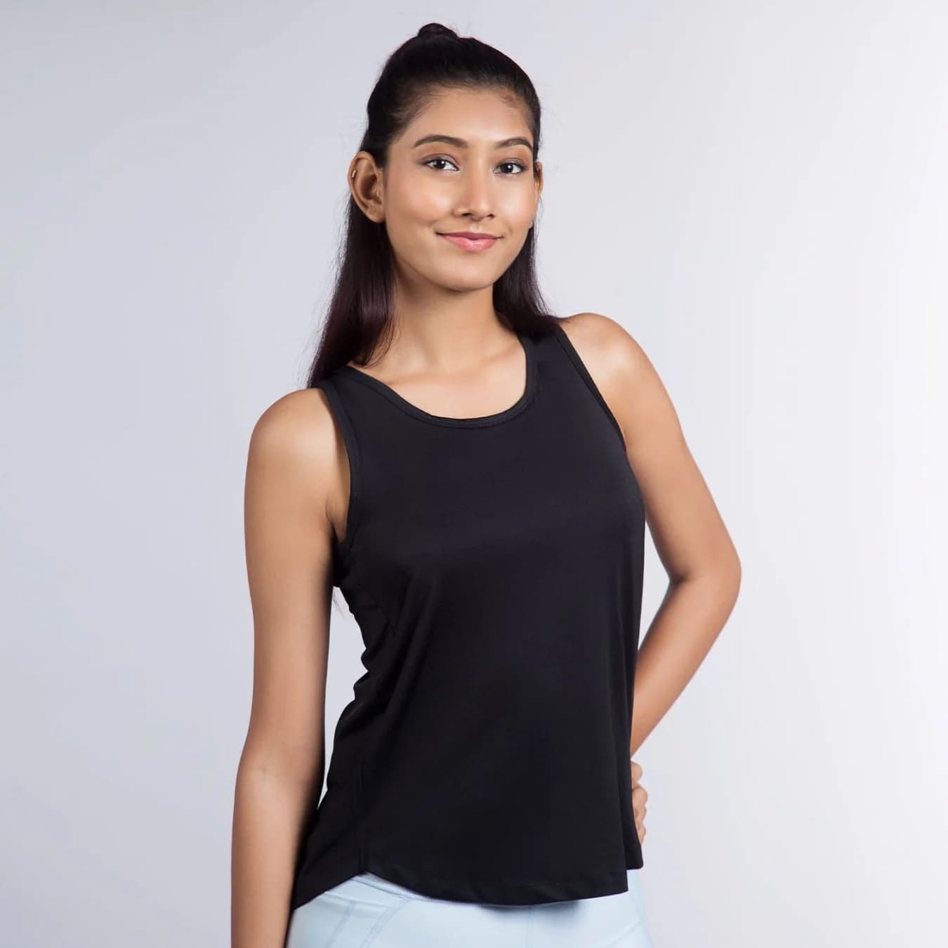 Women's Black Sports Regular Fit Top