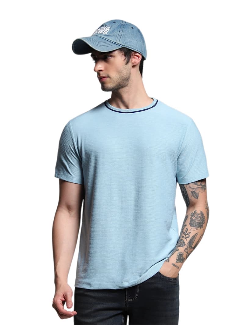 Men's Blue Regular Fit Tshirt