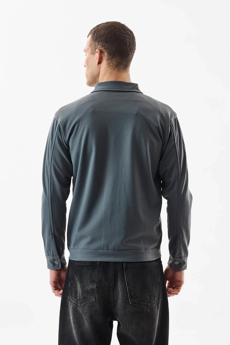 Men's Grey Casual Solid Regular Fit Jacket