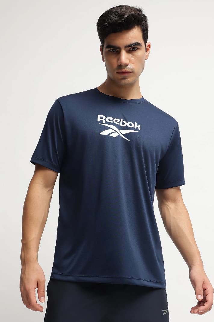 Men's Navy Casual Printed Regular Fit Tshirt