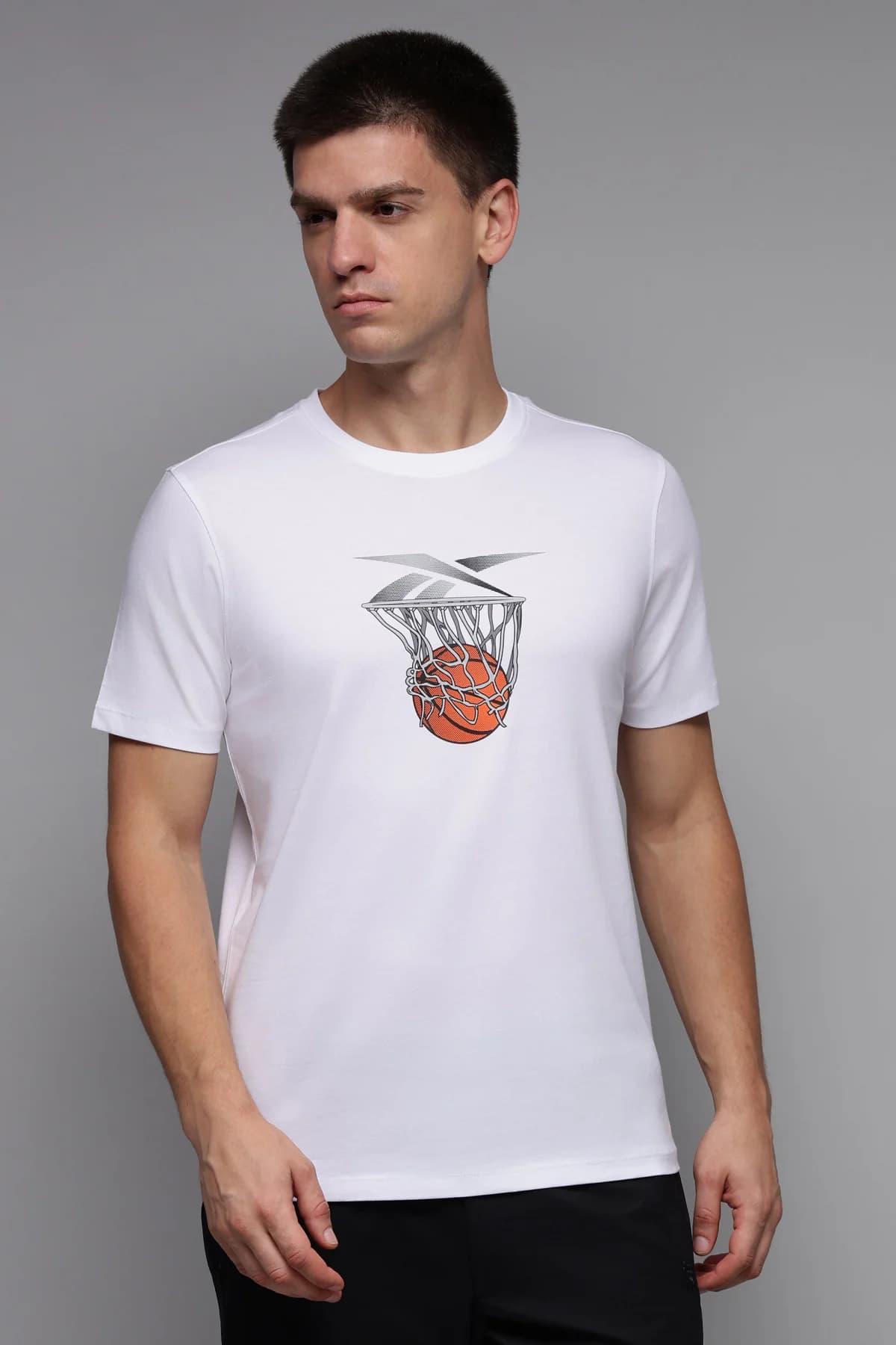 Men's White Casual Printed Regular Fit Tshirt