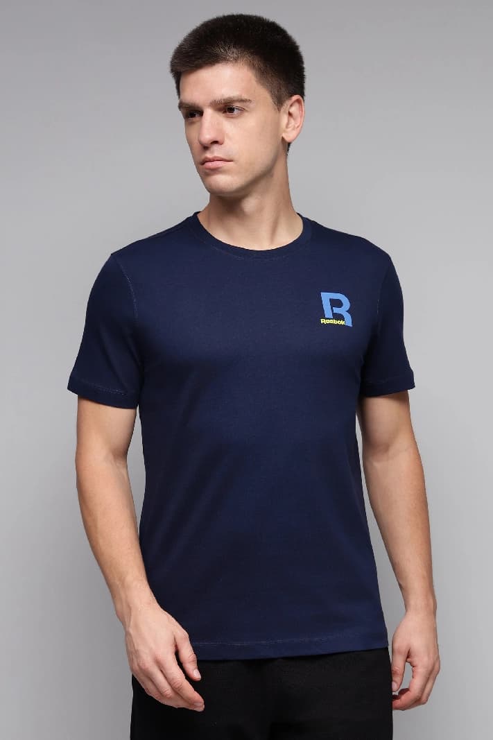 Men's Blue Casual Printed Regular Fit Tshirt