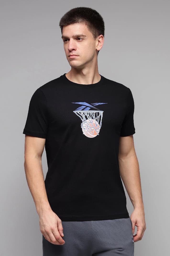 Men's Black Casual Printed Regular Fit Tshirt