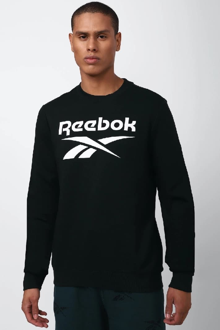 Men's Black Casual Printed Regular Fit Sweatshirt