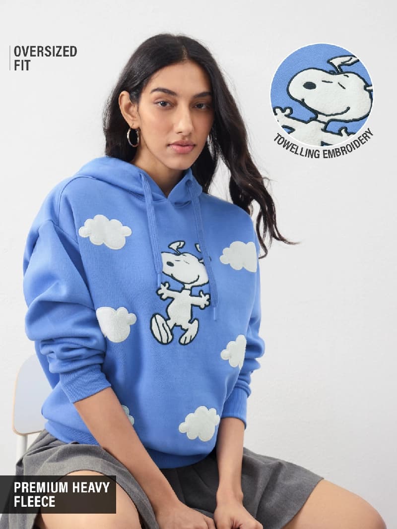 Women's Blue Casual Oversized Fit Hoodie