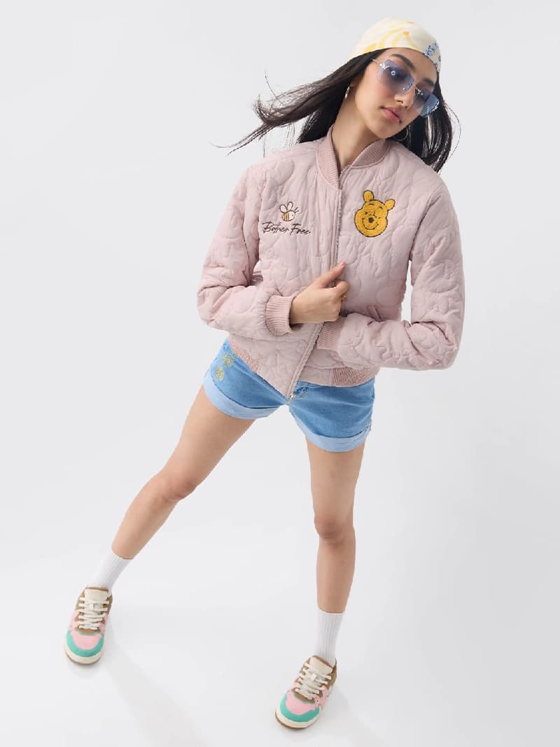 Women's Pink Casual Regular Fit Jacket