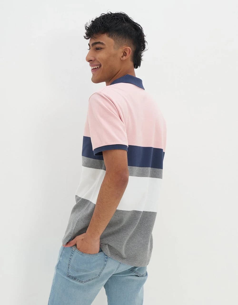 Men's Multicolor Casual Colorblocked Regular Fit Polo Tshirt