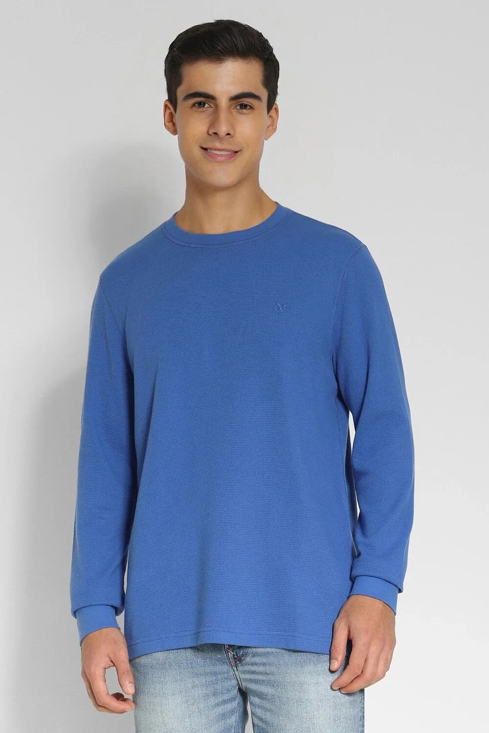 Men's Blue Casual Solid Regular Fit Tshirt