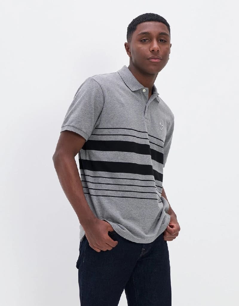 Men's Grey Casual Colorblocked Regular Fit Polo Tshirt