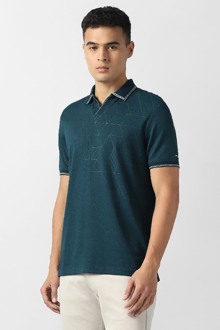 Men's Green Casual Solid Regular Fit Tshirt