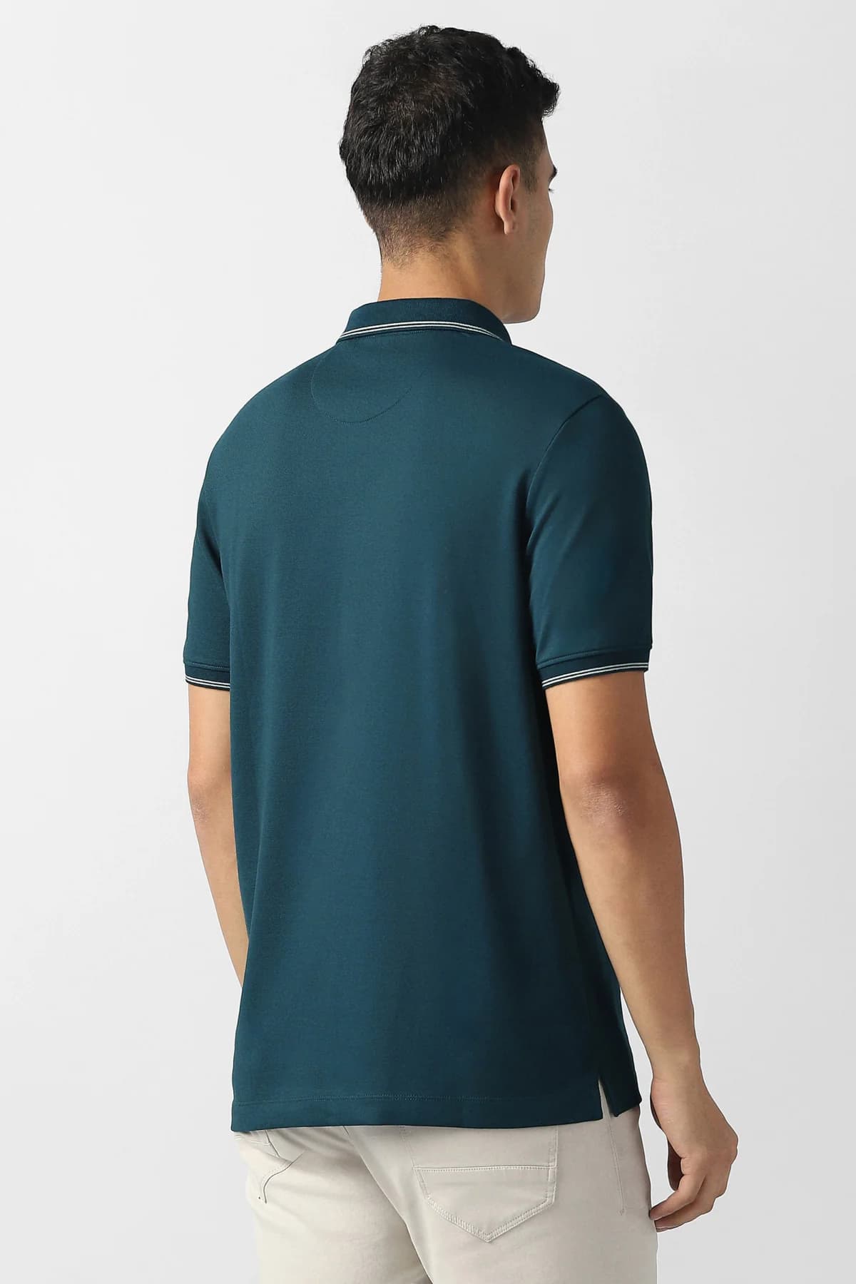 Men's Green Casual Solid Regular Fit Tshirt