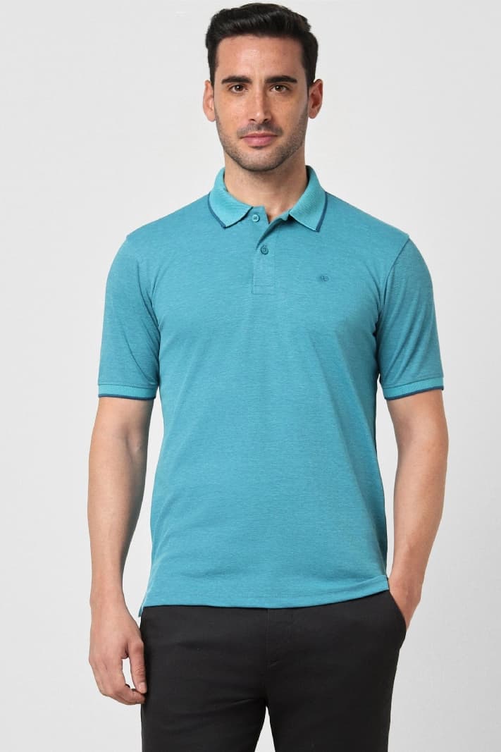 Men's Green Casual Solid Regular Fit Polo Tshirt