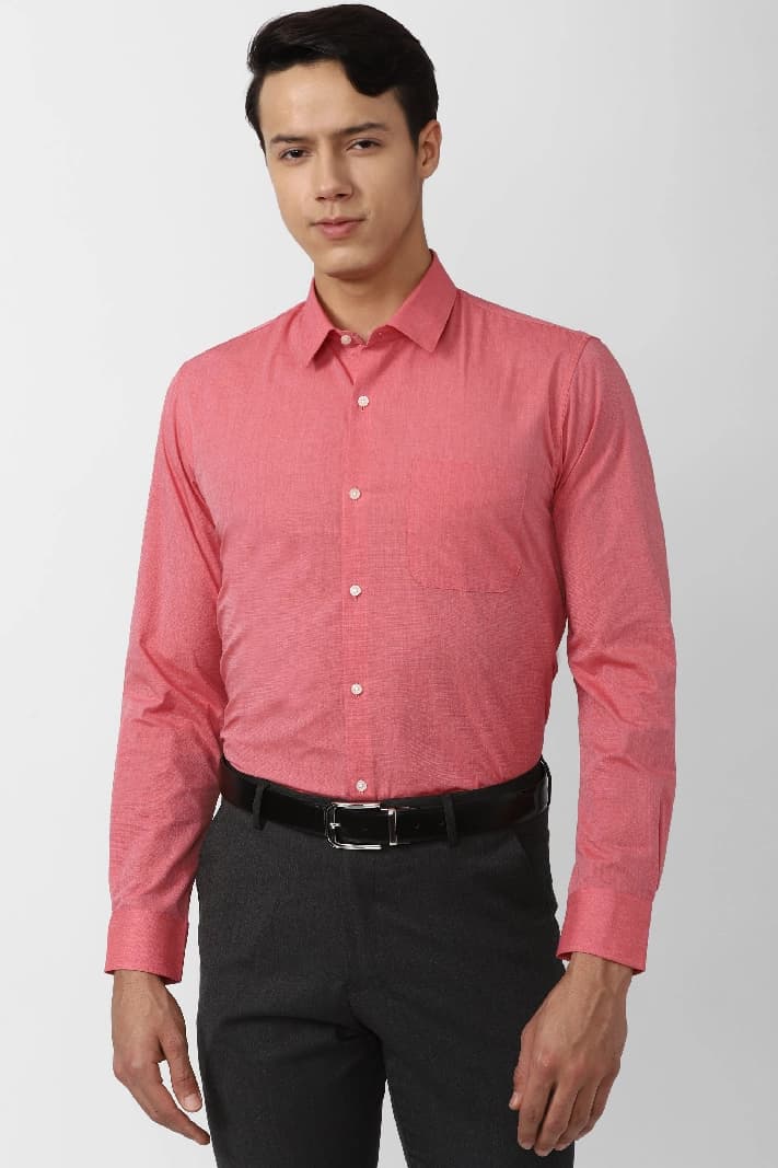 Men's Red Formal Checked Regular Fit Shirt