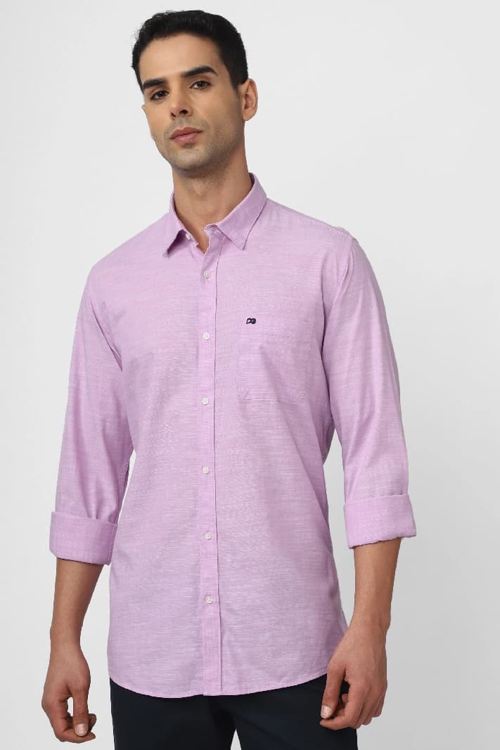 Men's Purple Casual Solid Slim Fit Shirt