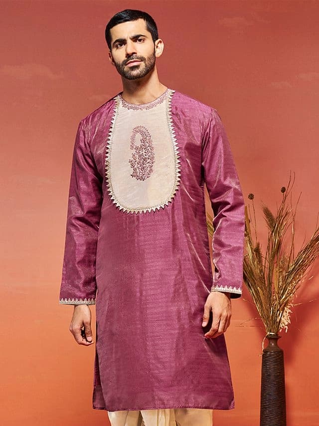 Men's Pink Festive Kurta