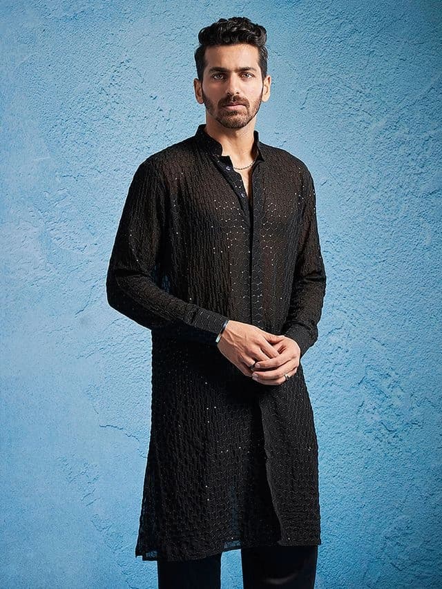 Men's Black Festive Kurta