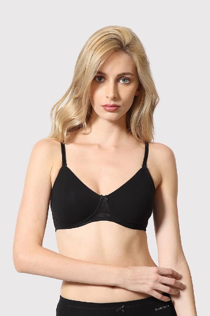 Women's Black Solid Hook Bra
