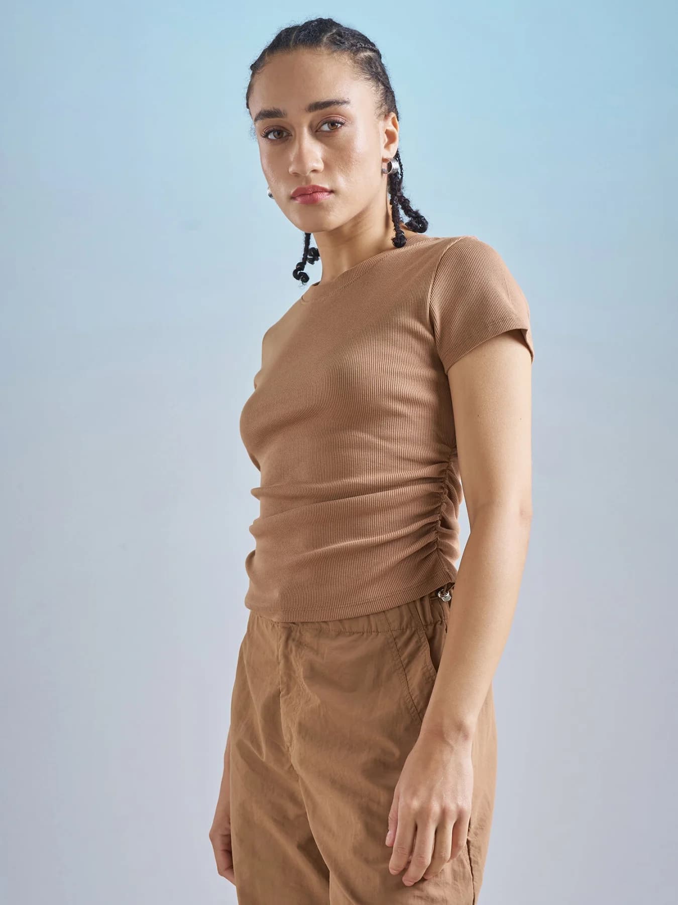 Women's Brown Casual Printed Regular Fit Top