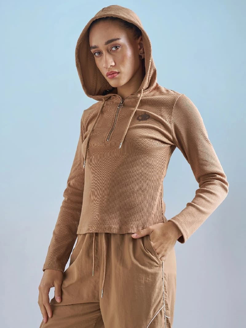 Women's Brown Casual Printed Regular Fit Top