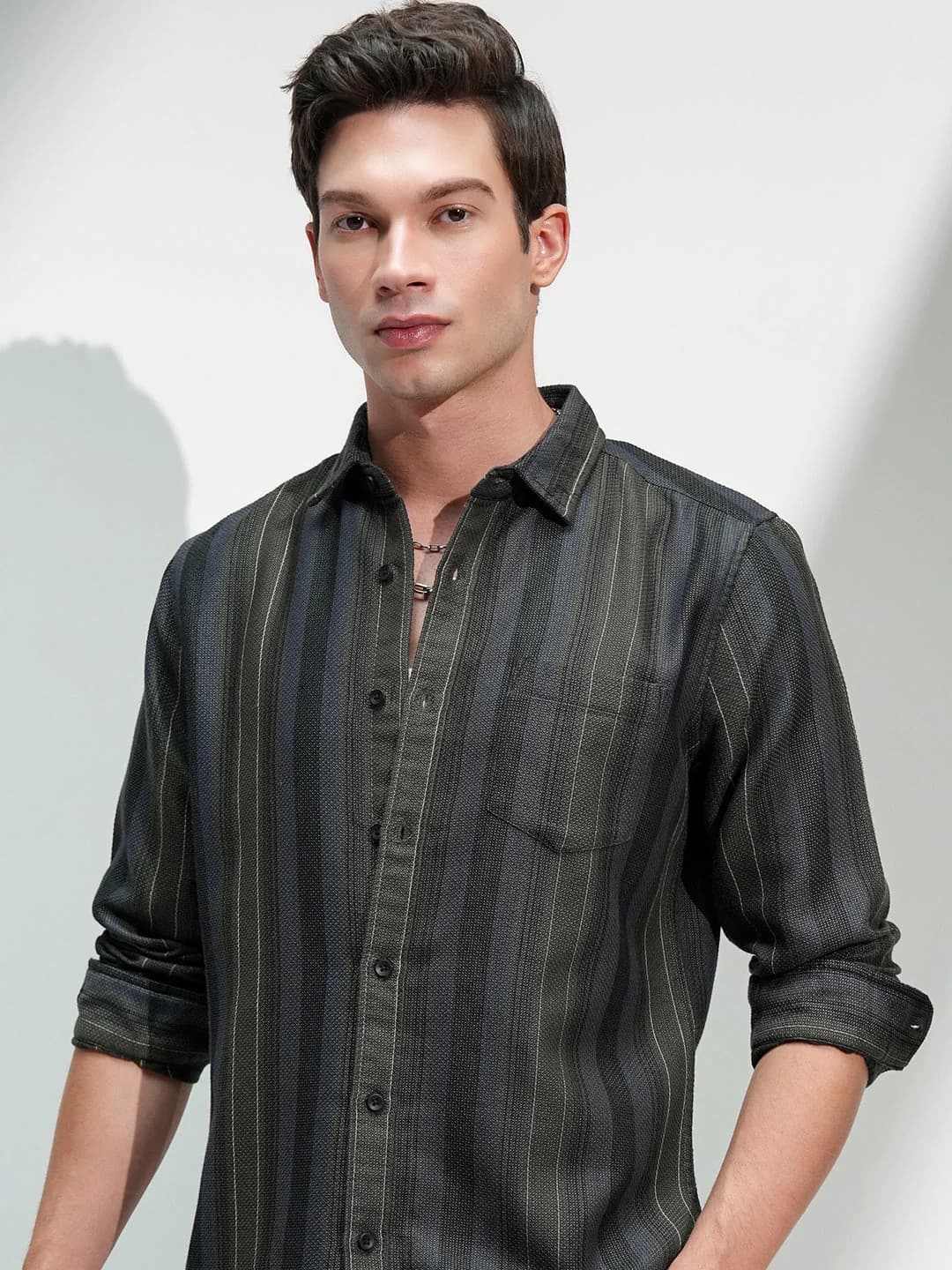 Men's Multicolor Casual Striped Slim Fit Cotton Shirt