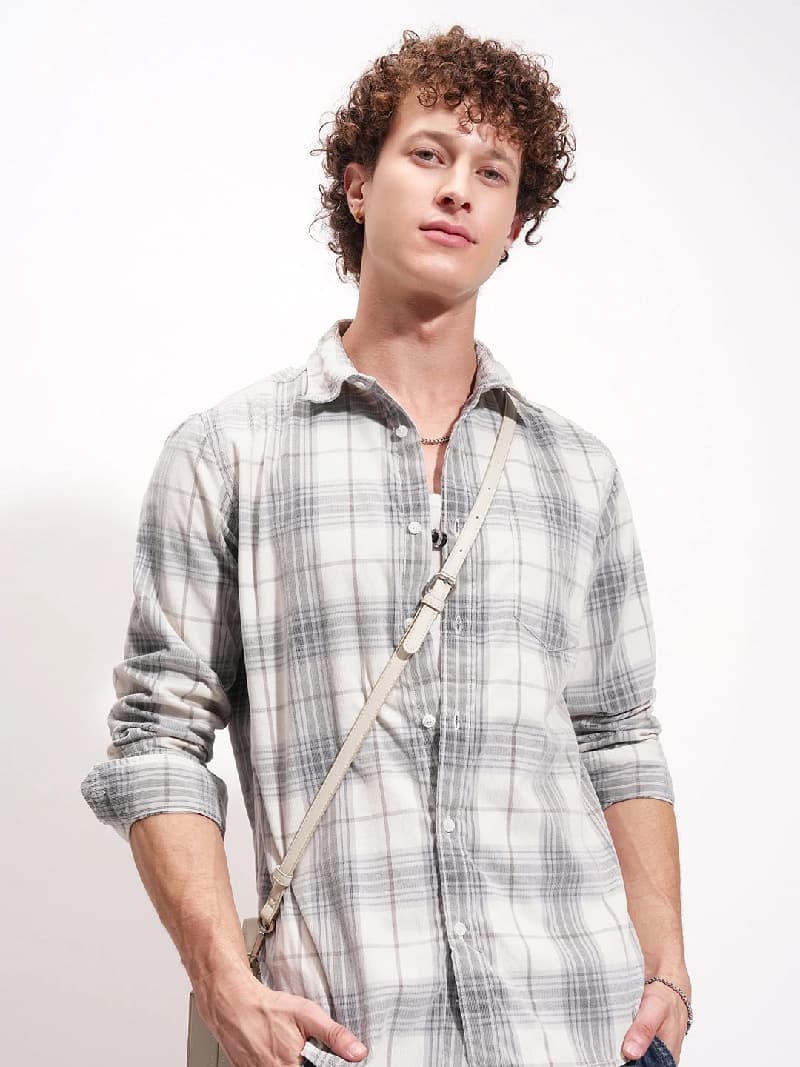 Men's Multicolor Casual Checked Slim Fit Shirt