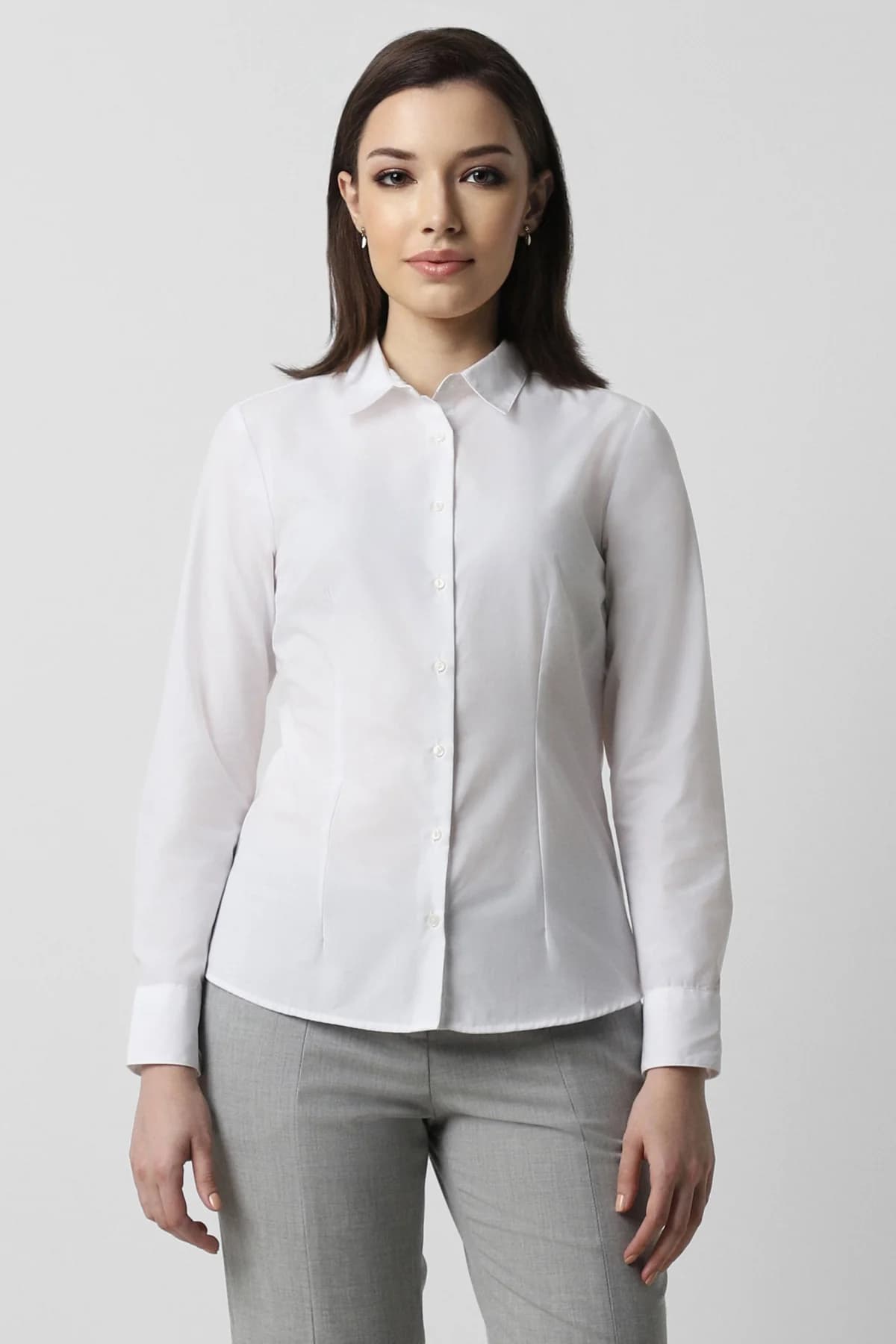 Women's Off White Casual Solid Regular Fit Shirt