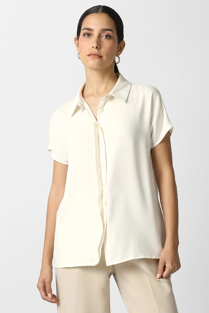 Women's Beige Casual Solid Regular Fit Shirt