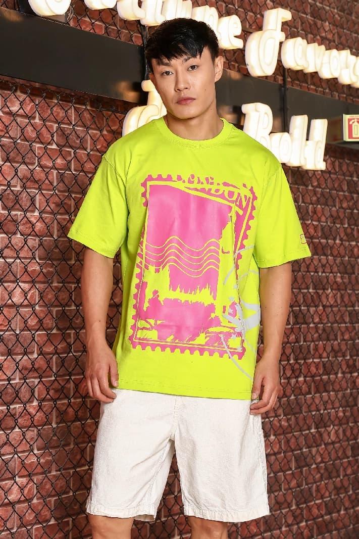 Unisex Green Casual Printed Oversized Fit Tshirt