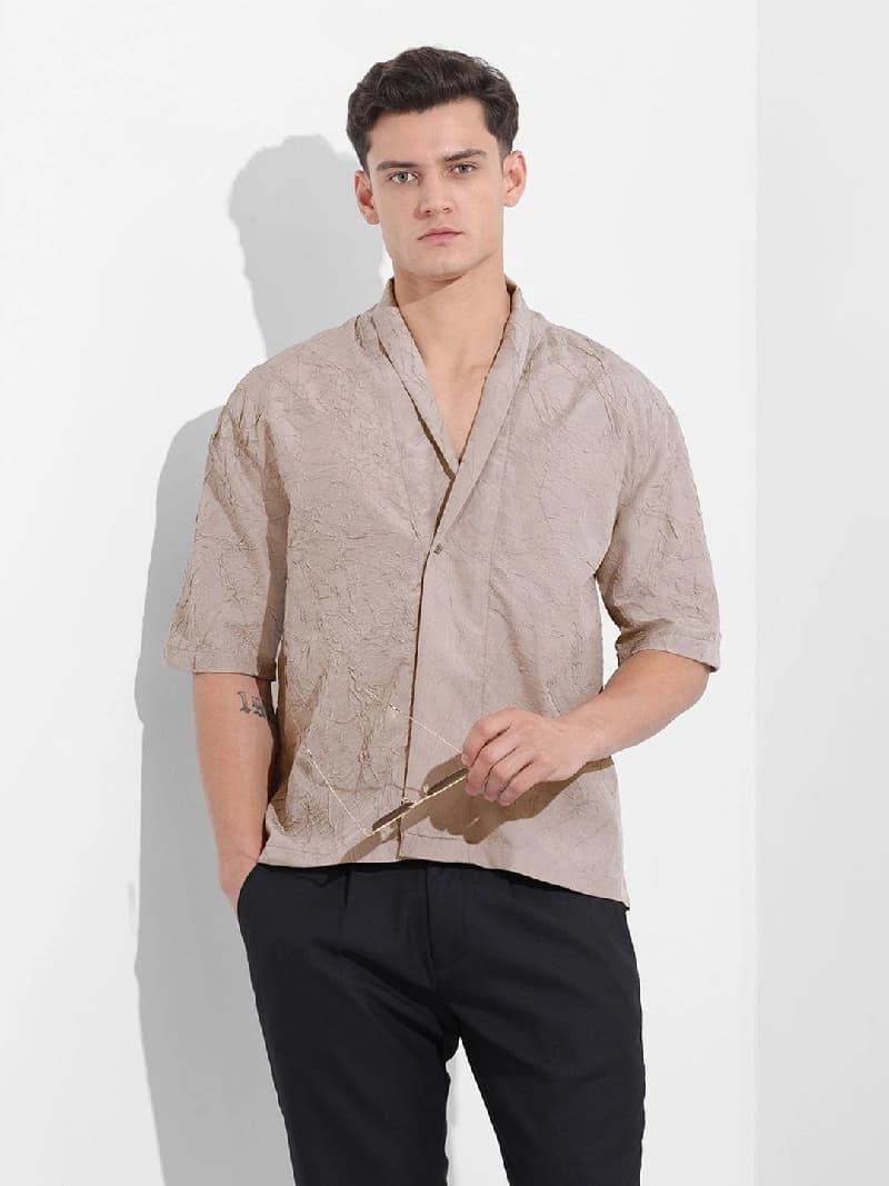 Men's Grey Casual Solid Regular Fit Shirt