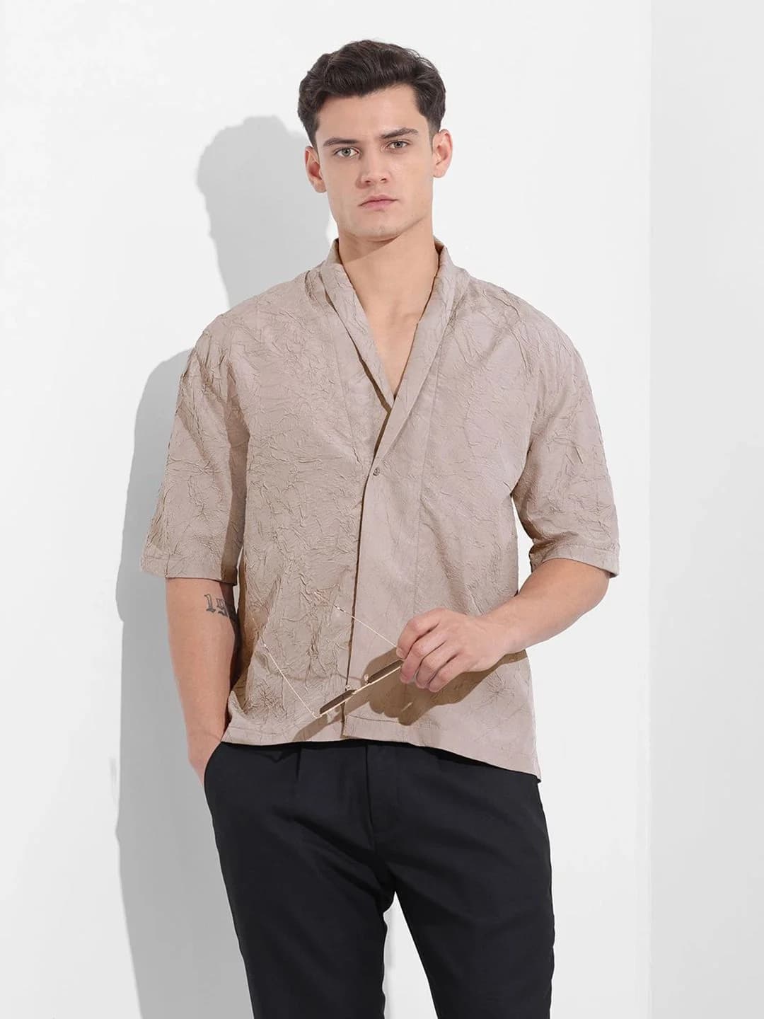 Men's Grey Casual Solid Regular Fit Shirt