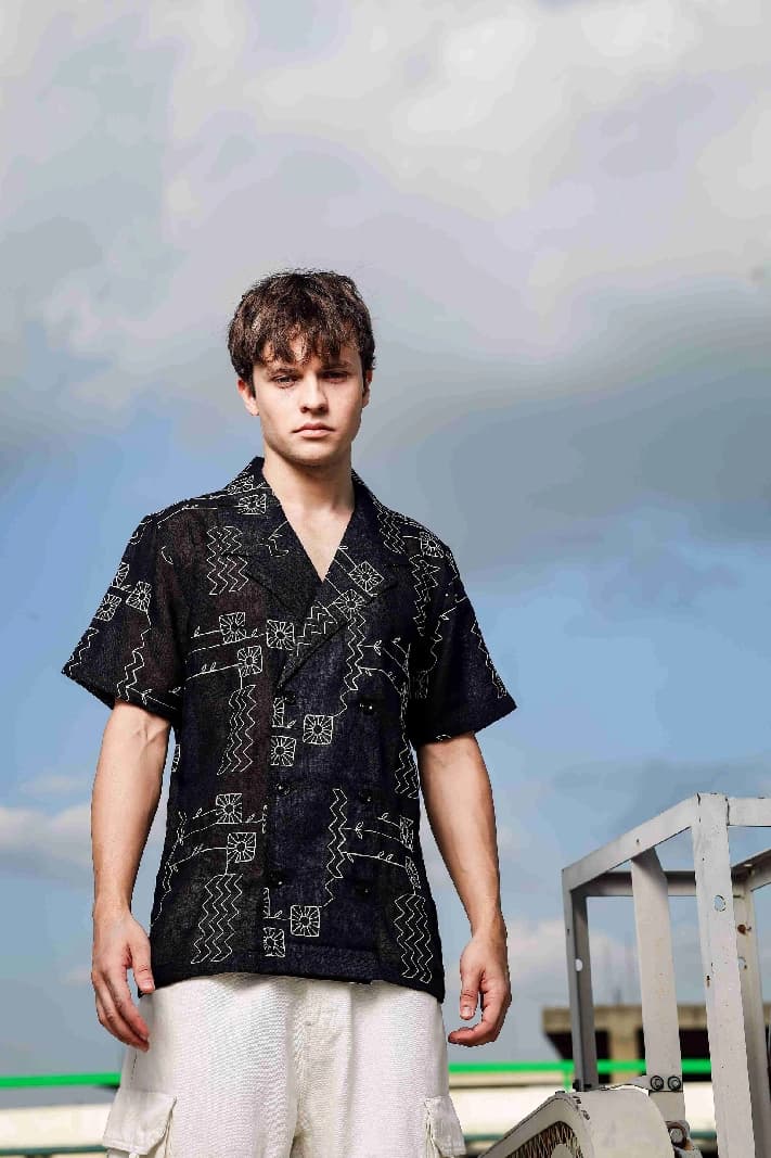 Unisex Black Casual Oversized Fit Shirt