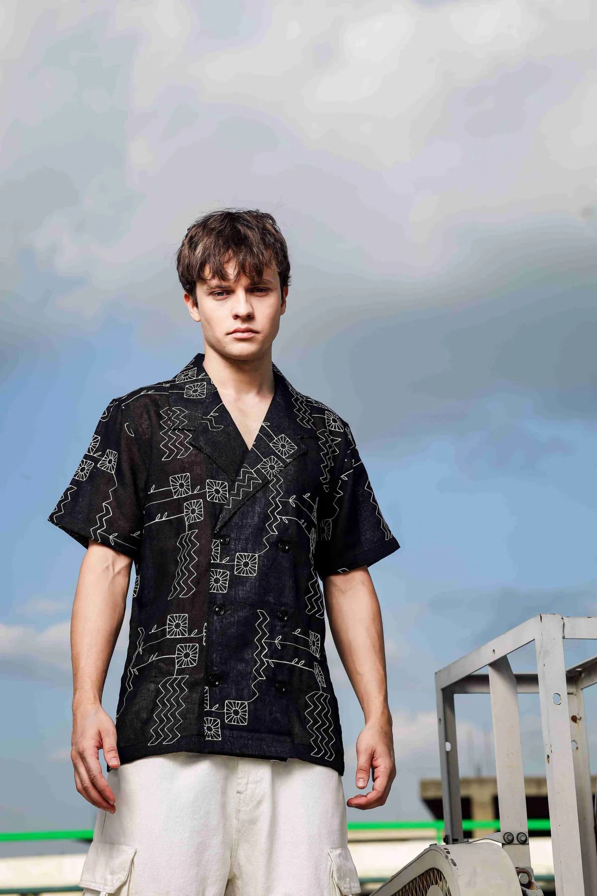 Unisex Black Casual Oversized Fit Shirt