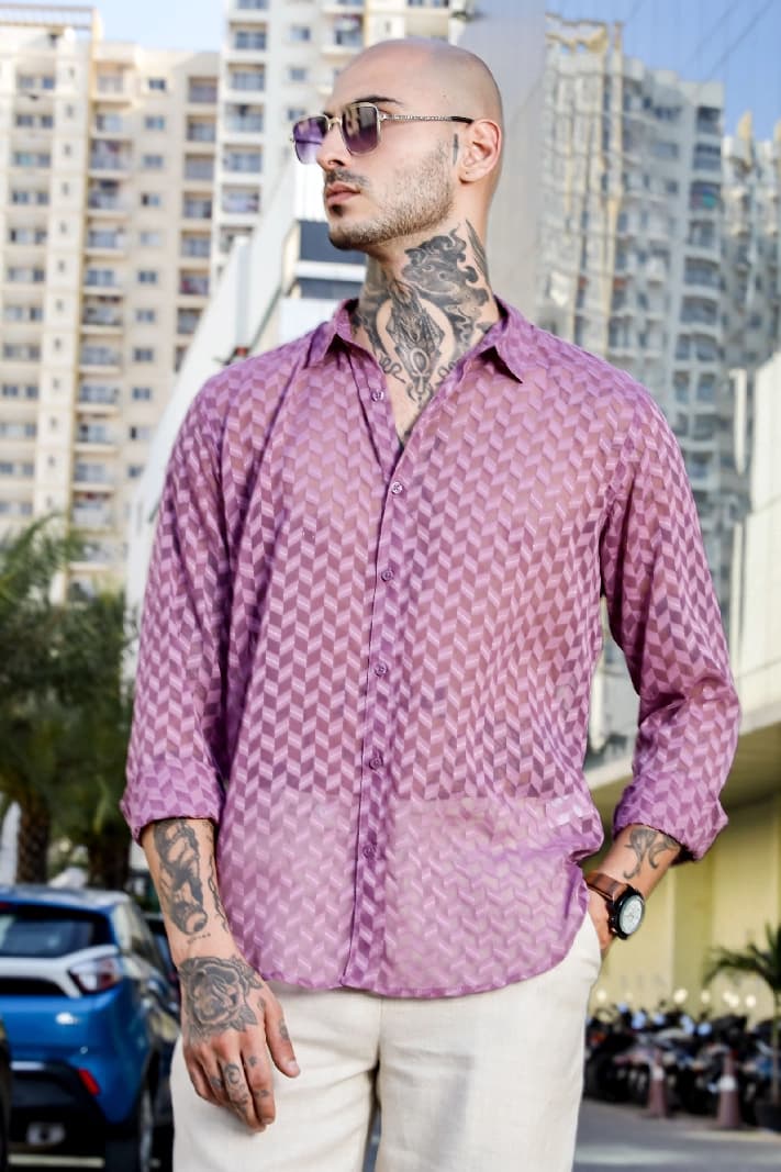 Unisex Purple Casual Regular Fit Shirt