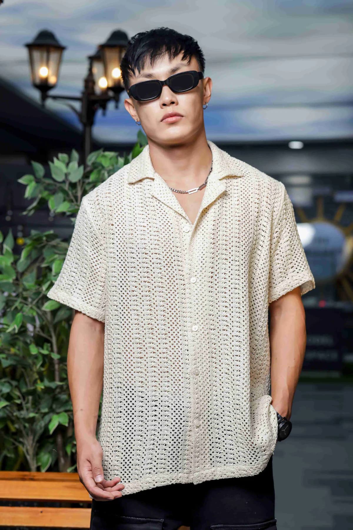 Unisex Beige Casual Regular Fit Shirt