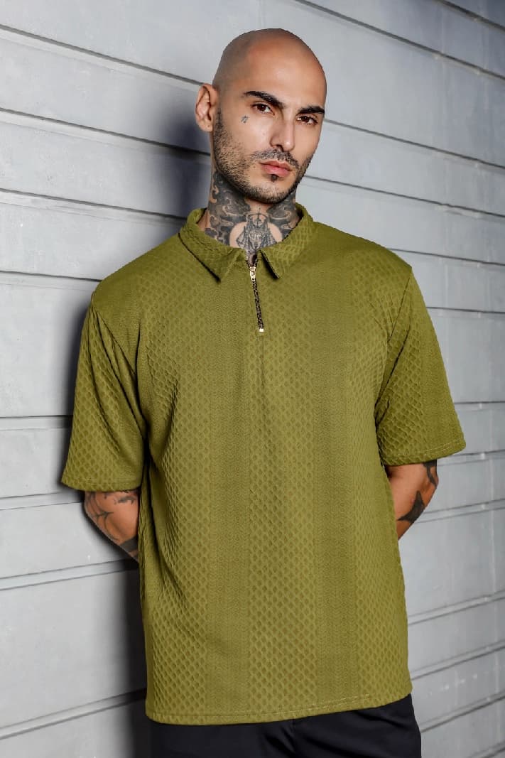 Unisex Green Casual Solid Oversized Fit Tshirt